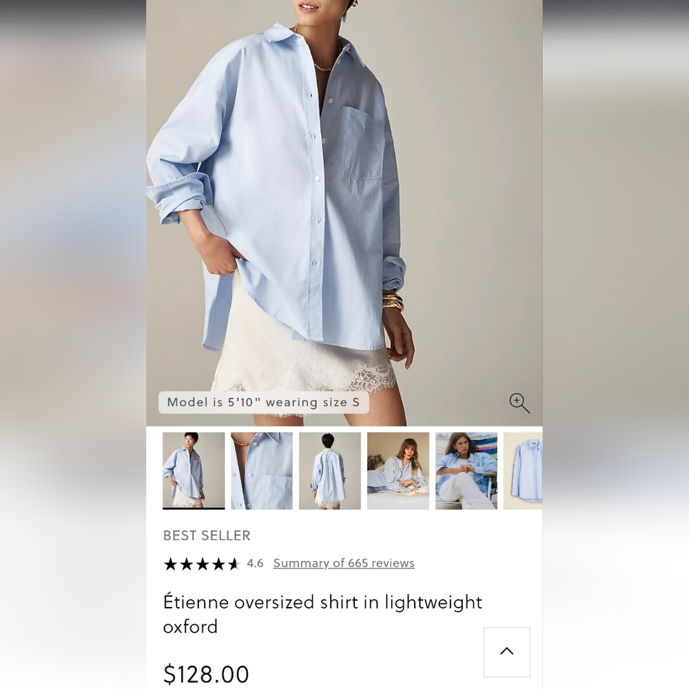 J. Crew Etienne Oversized Shirt In Lightweight Oxford